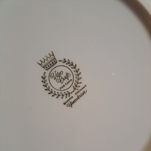 Vintage 40s-60s MCM Vita Craft Bavarian China Greenbriar Serving Bowl White - Picture 5 of 5